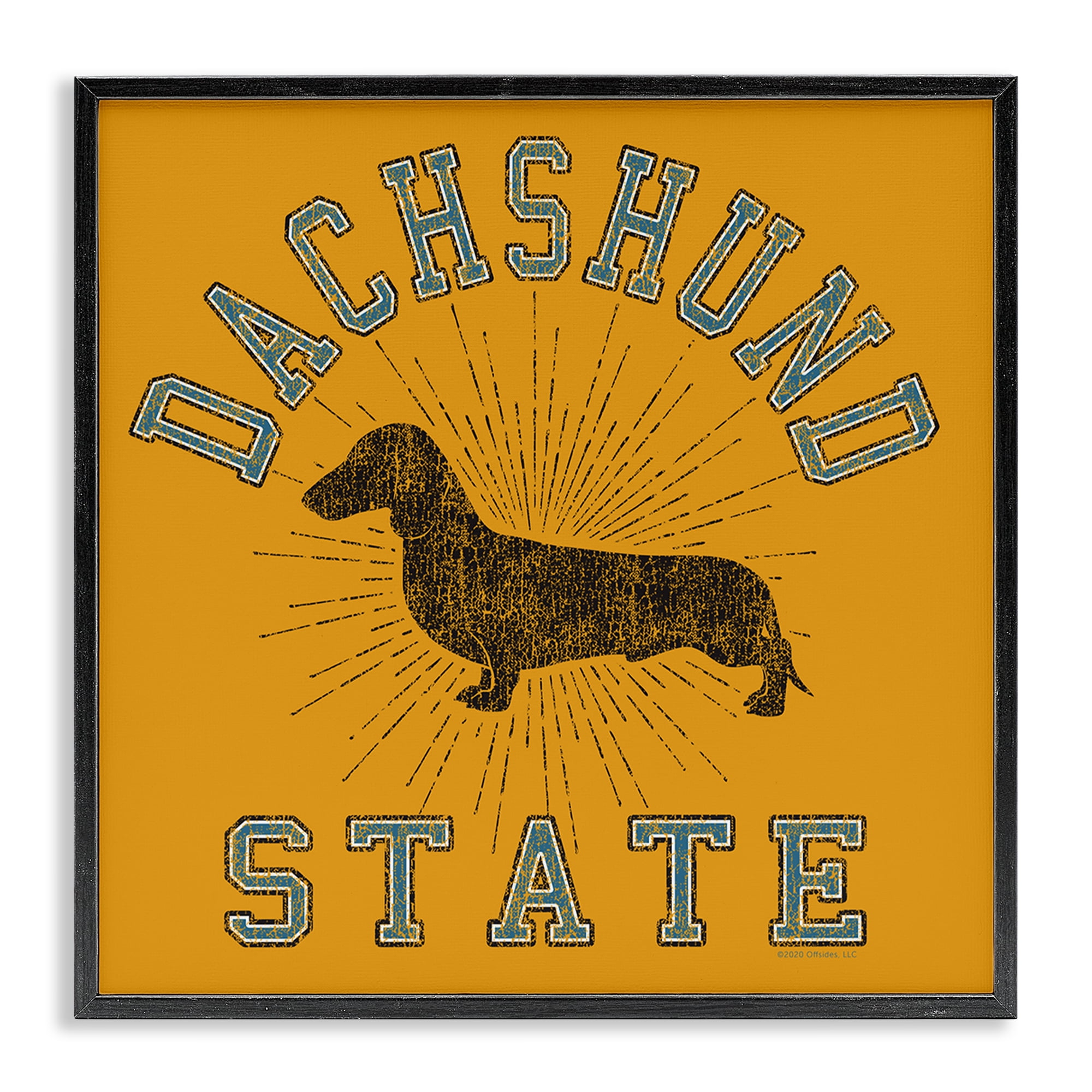 Stupell Industries Vintage Dachshund State Novelty & Humor Painting Black Framed Art Print Wall Art, 12 x 12