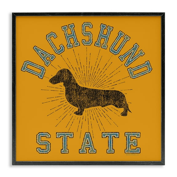 Stupell Industries Vintage Dachshund State Novelty & Humor Painting Black Framed Art Print Wall Art, 12 x 12