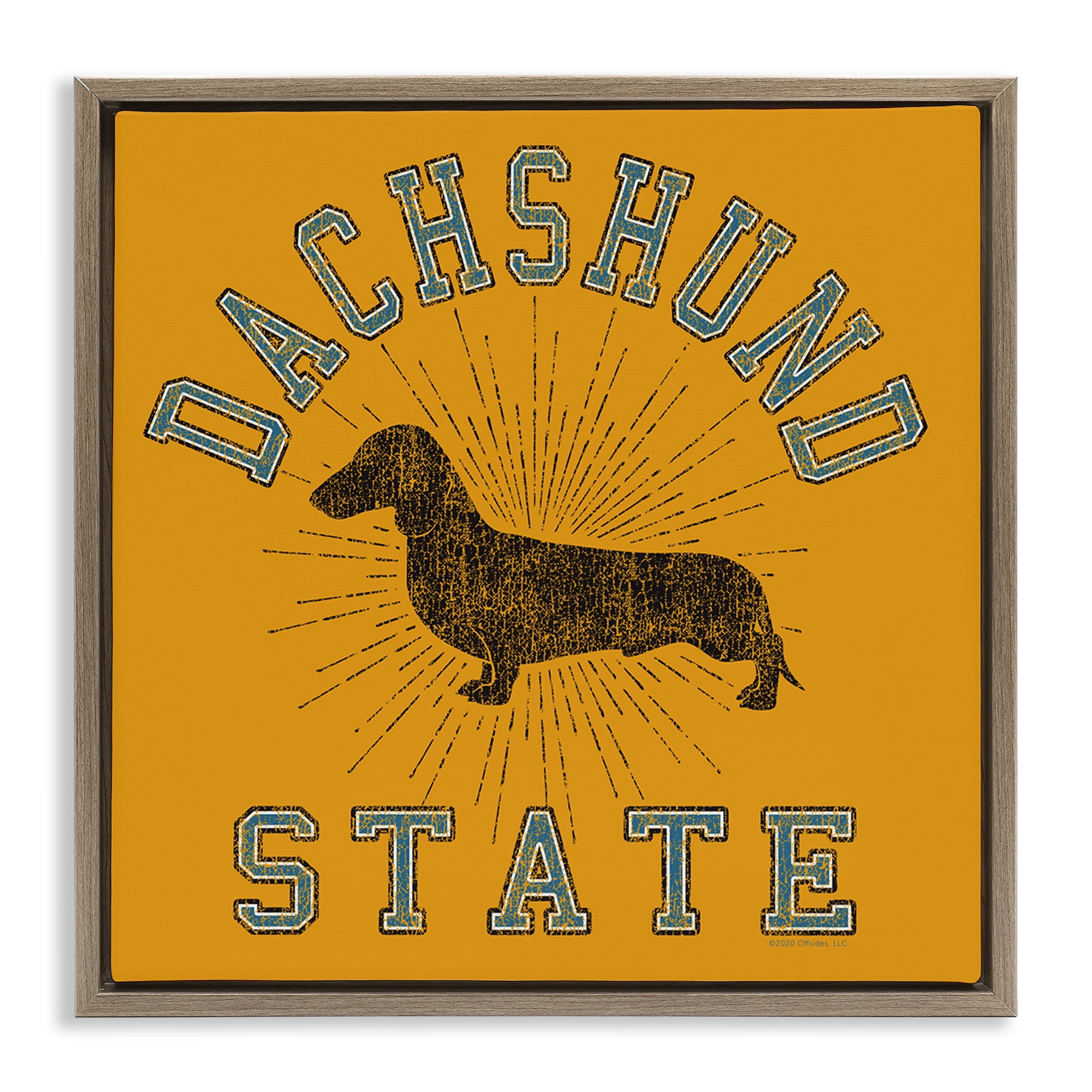 Stupell Industries Vintage Dachshund State Novelty & Humor Painting Brown Floater Framed Canvas Art Print Wall Art, 25 x 25