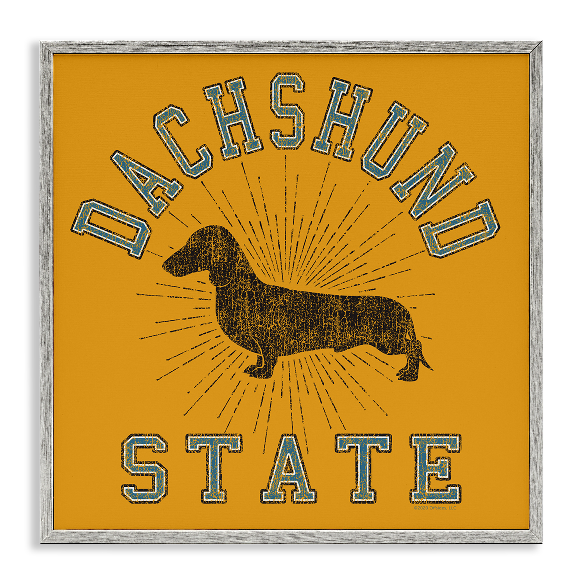 Stupell Industries Vintage Dachshund State Novelty & Humor Painting Gray Framed Art Print Wall Art, 12 x 12