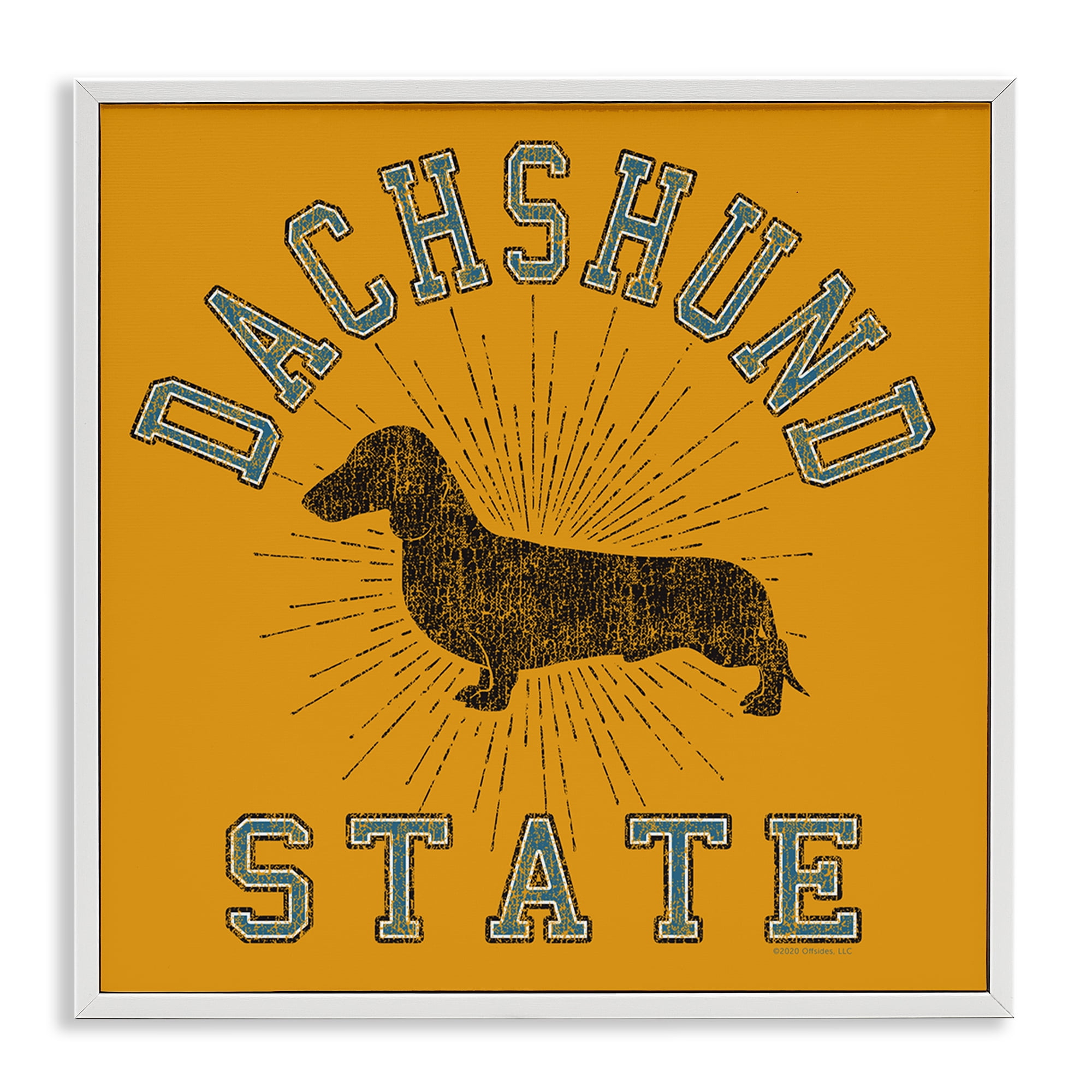Stupell Industries Vintage Dachshund State Novelty & Humor Painting White Framed Art Print Wall Art, 12 x 12