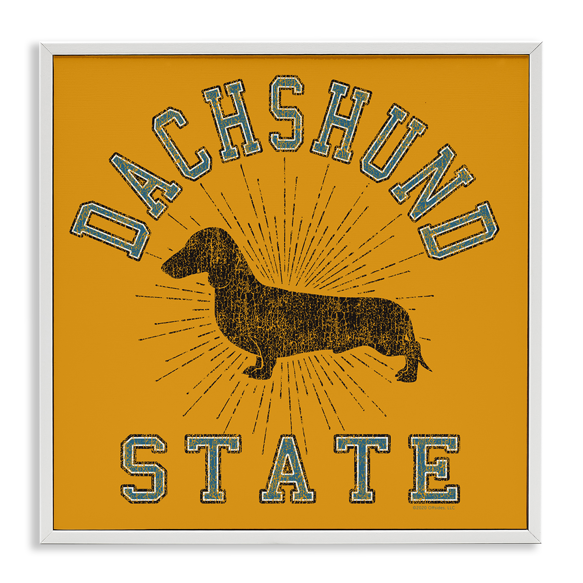 Stupell Industries Vintage Dachshund State Novelty & Humor Painting White Framed Art Print Wall Art, 17 x 17
