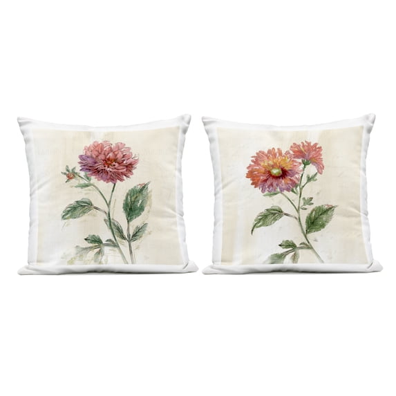 Stupell Industries Vintage Dahlia & Mum 2 Piece Outdoor Printed Pillow Set, design by Nan
