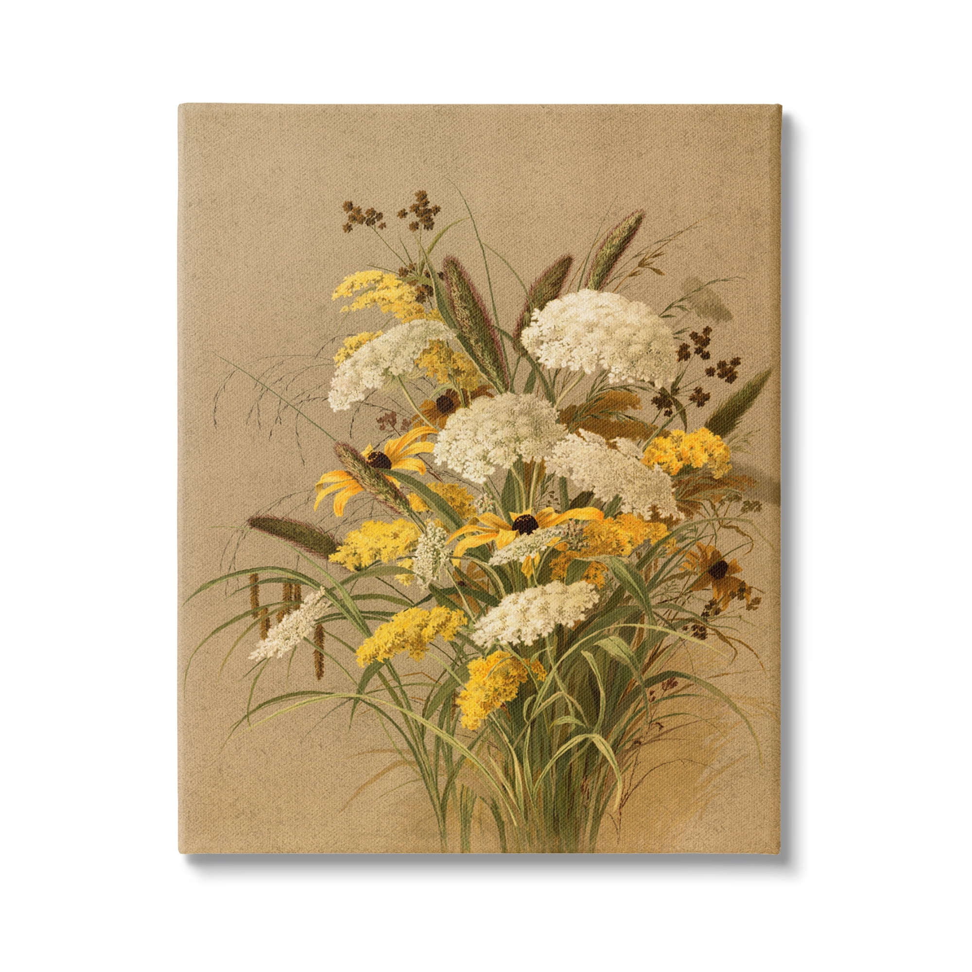 Stupell Industries Vintage Daisy Bouquet Botanical & Floral Painting Gallery Wrapped Canvas Art Print Wall Art, 24 x 30
