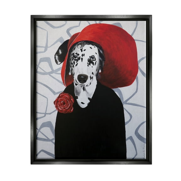 Stupell Industries Vintage Dalmatian Outfit Patterned Animals & Insects Painting Black Floater Framed Art Print Wall Art