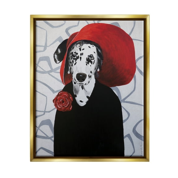 Stupell Industries Vintage Dalmatian Outfit Patterned Animals & Insects Painting Gold Floater Framed Art Print Wall Art