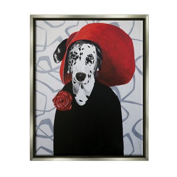 Stupell Industries Vintage Dalmatian Outfit Patterned Animals & Insects Painting Gray Floater Framed Art Print Wall Art