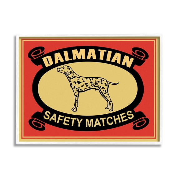 Stupell Industries Vintage Dalmatian Safety Matches Illustration Red Yellow, 11 x 14, Designed by Mark Rogan
