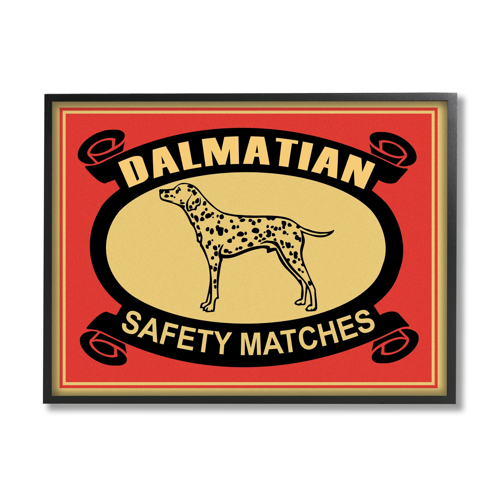 Stupell Industries Vintage Dalmatian Safety Matches Illustration Red Yellow, 16 x 20, Designed by Mark Rogan