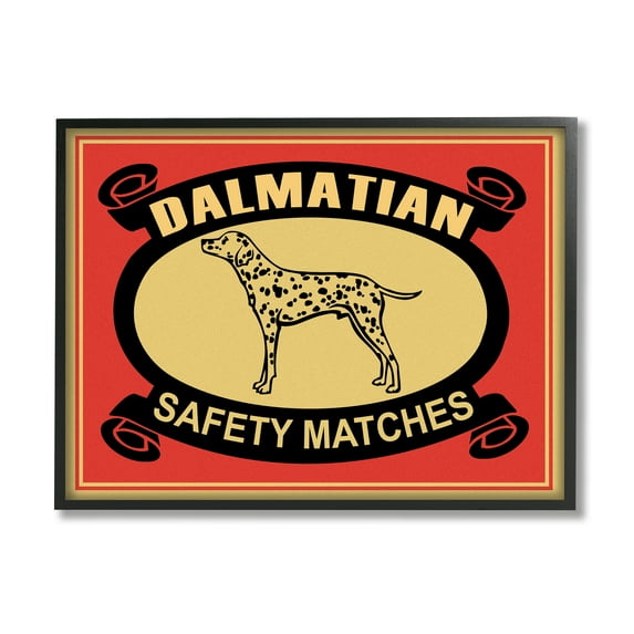 Stupell Industries Vintage Dalmatian Safety Matches Illustration Red Yellow, 16 x 20, Designed by Mark Rogan