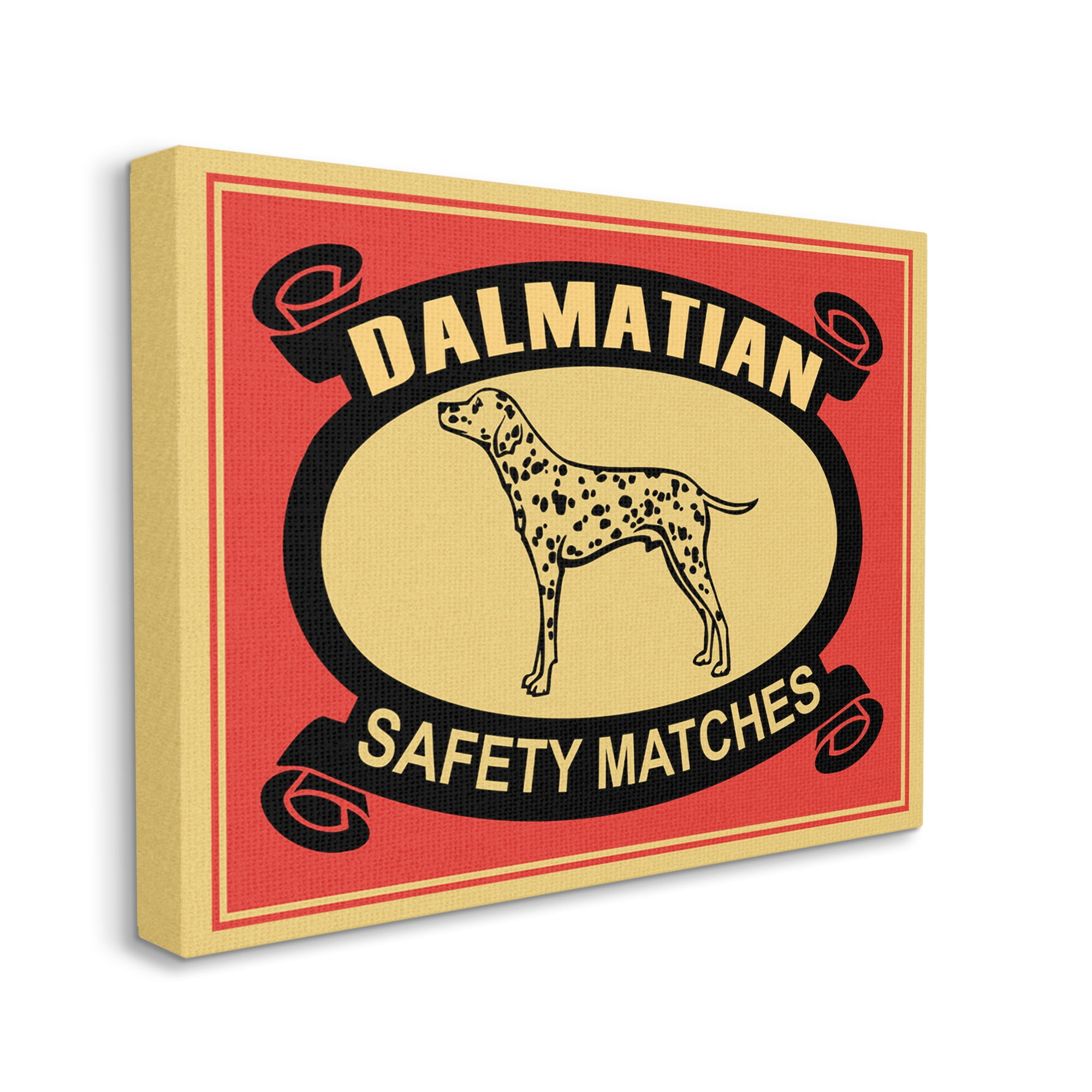 Stupell Industries Vintage Dalmatian Safety Matches Illustration Red Yellow, 30 x 40, Designed by Mark Rogan