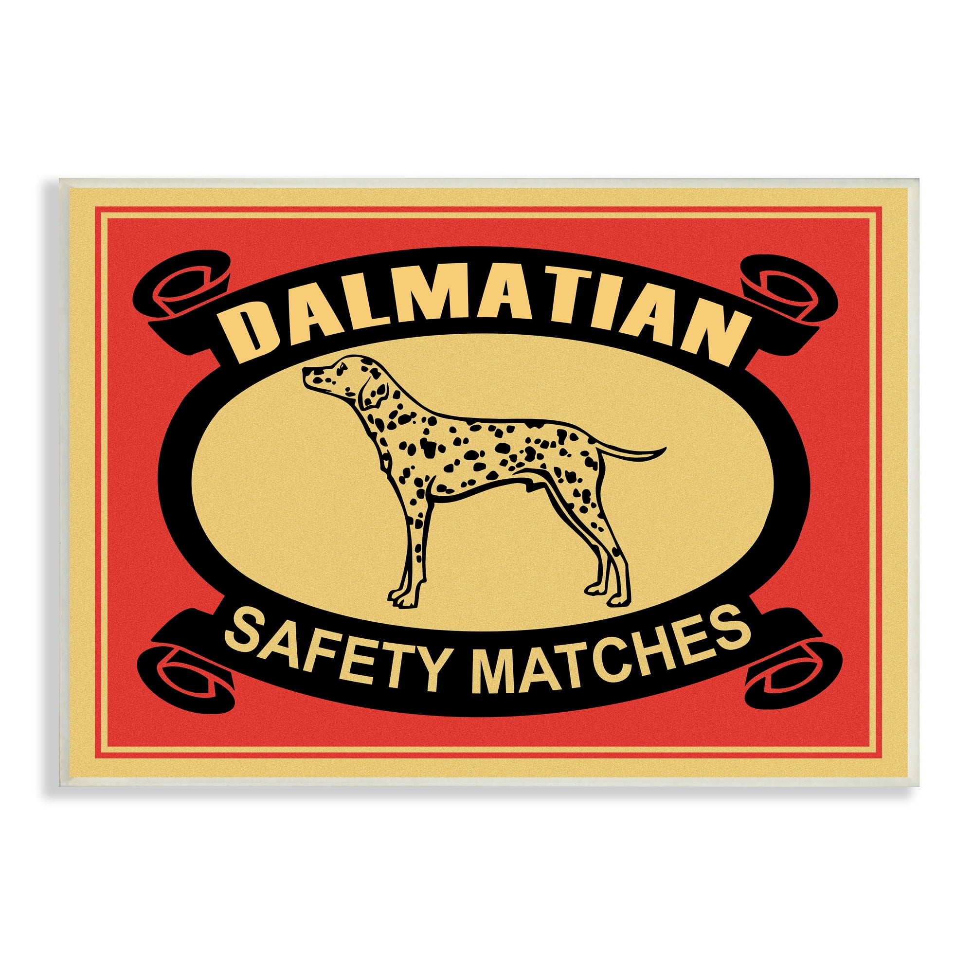 Stupell Industries Vintage Dalmatian Safety Matches Illustration Red Yellow Vintage Painting Unframed Art Print Wall Art, 10 x 15, Design by Mark Rogan