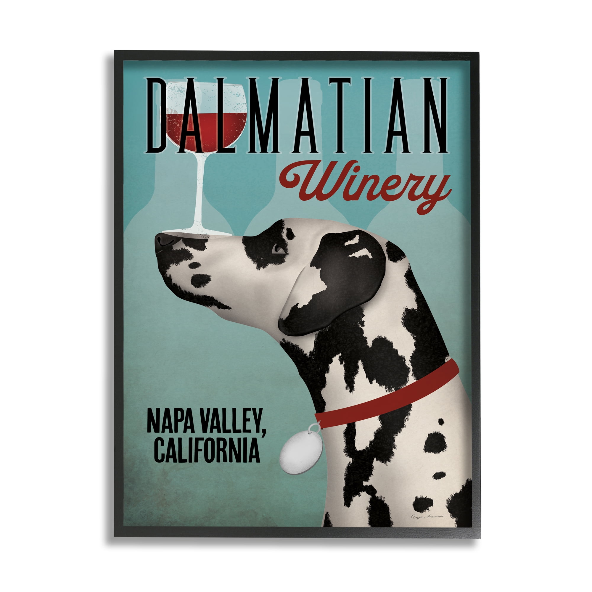 Stupell Industries Vintage Dalmatian Winery Animals & Insects Painting Black Framed Art Print Wall Art, 11 x 14