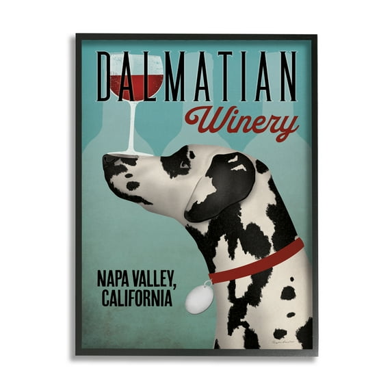 Stupell Industries Vintage Dalmatian Winery Animals & Insects Painting Black Framed Art Print Wall Art, 24 x 30