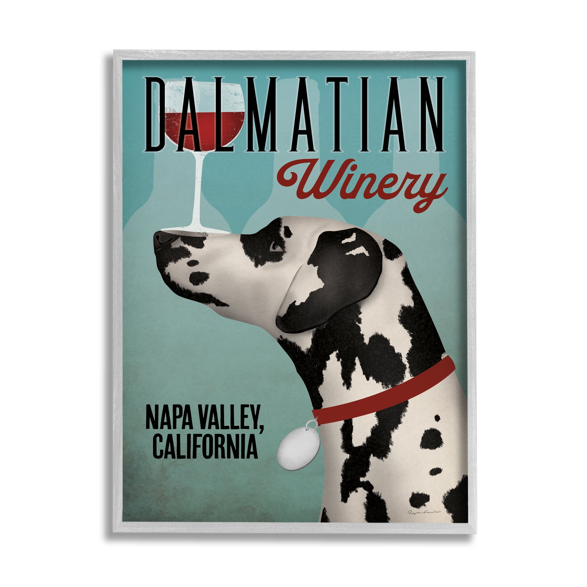Stupell Industries Vintage Dalmatian Winery Animals & Insects Painting Gray Framed Art Print Wall Art, 16 x 20