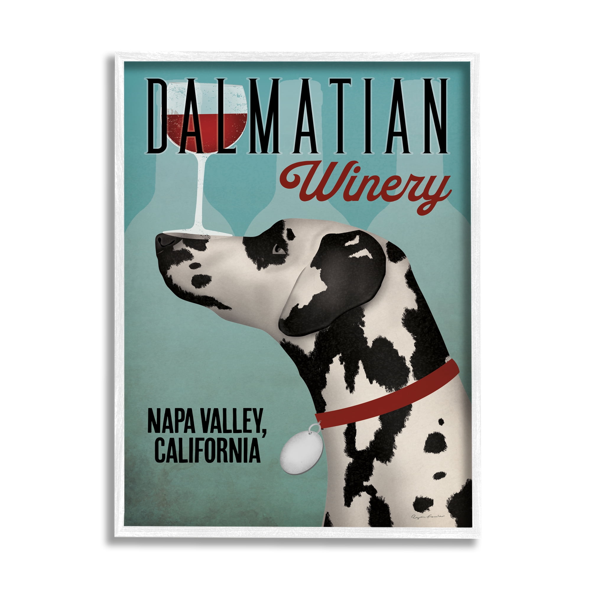 Stupell Industries Vintage Dalmatian Winery Animals & Insects Painting White Framed Art Print Wall Art, 16 x 20