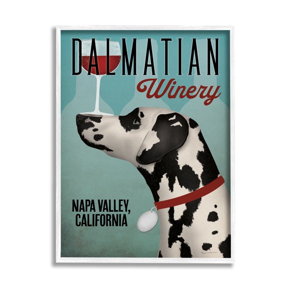 Stupell Industries Vintage Dalmatian Winery Animals & Insects Painting White Framed Art Print Wall Art, 24 x 30