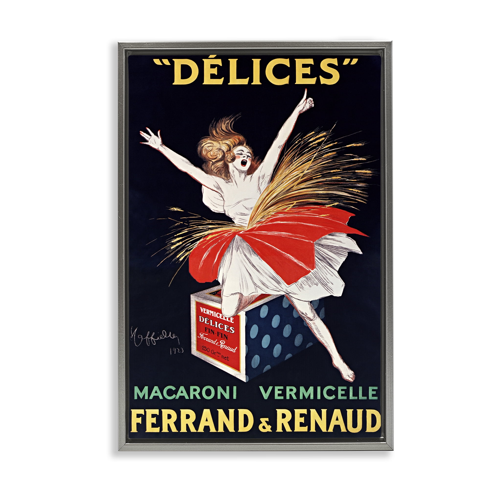 Stupell Industries Vintage Dancer Food Advertisement Gray Framed Floater Canvas Wall Art, design by Leonetto Cappiello