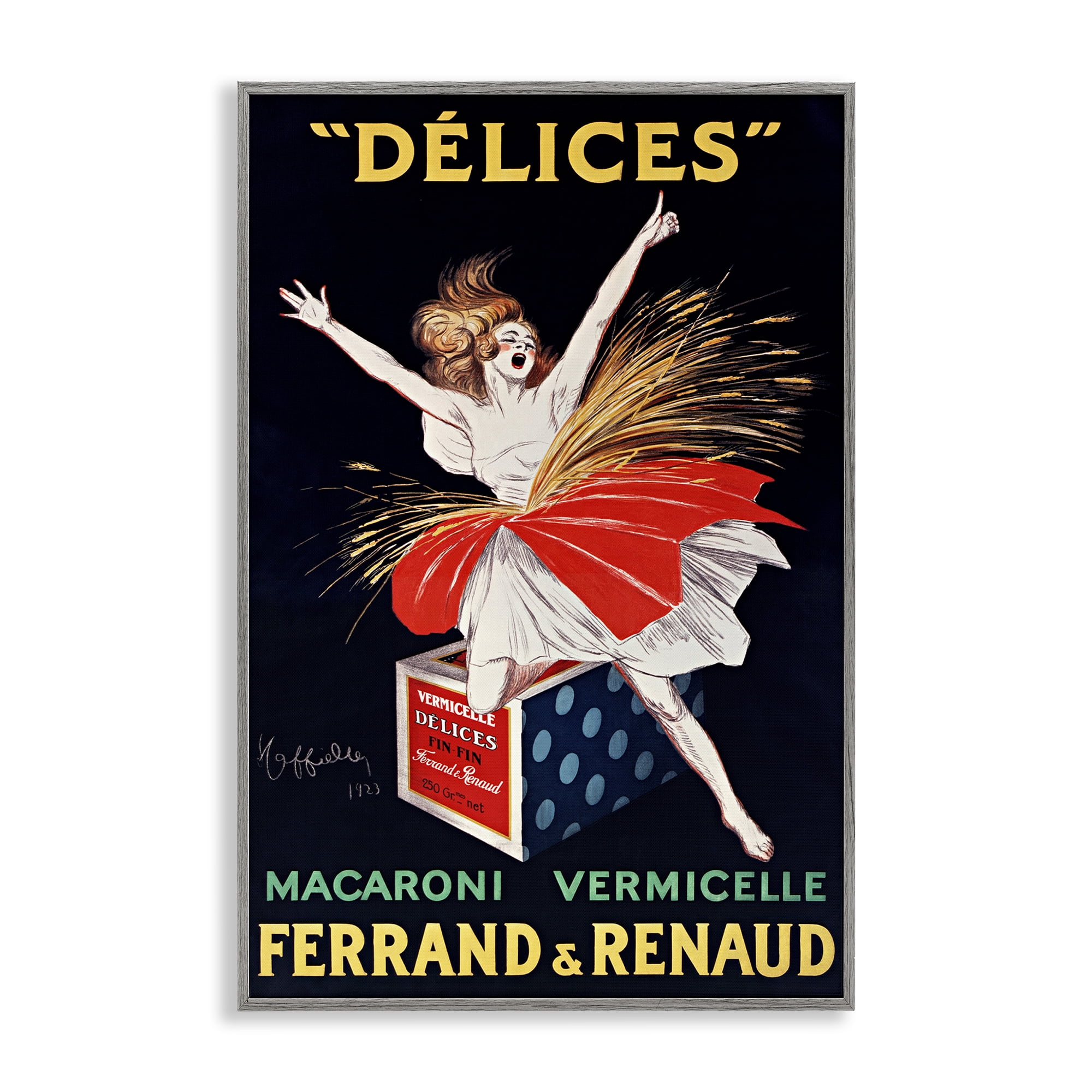 Stupell Industries Vintage Dancer Food Advertisement Gray Framed Giclee Art, design by Leonetto Cappiello