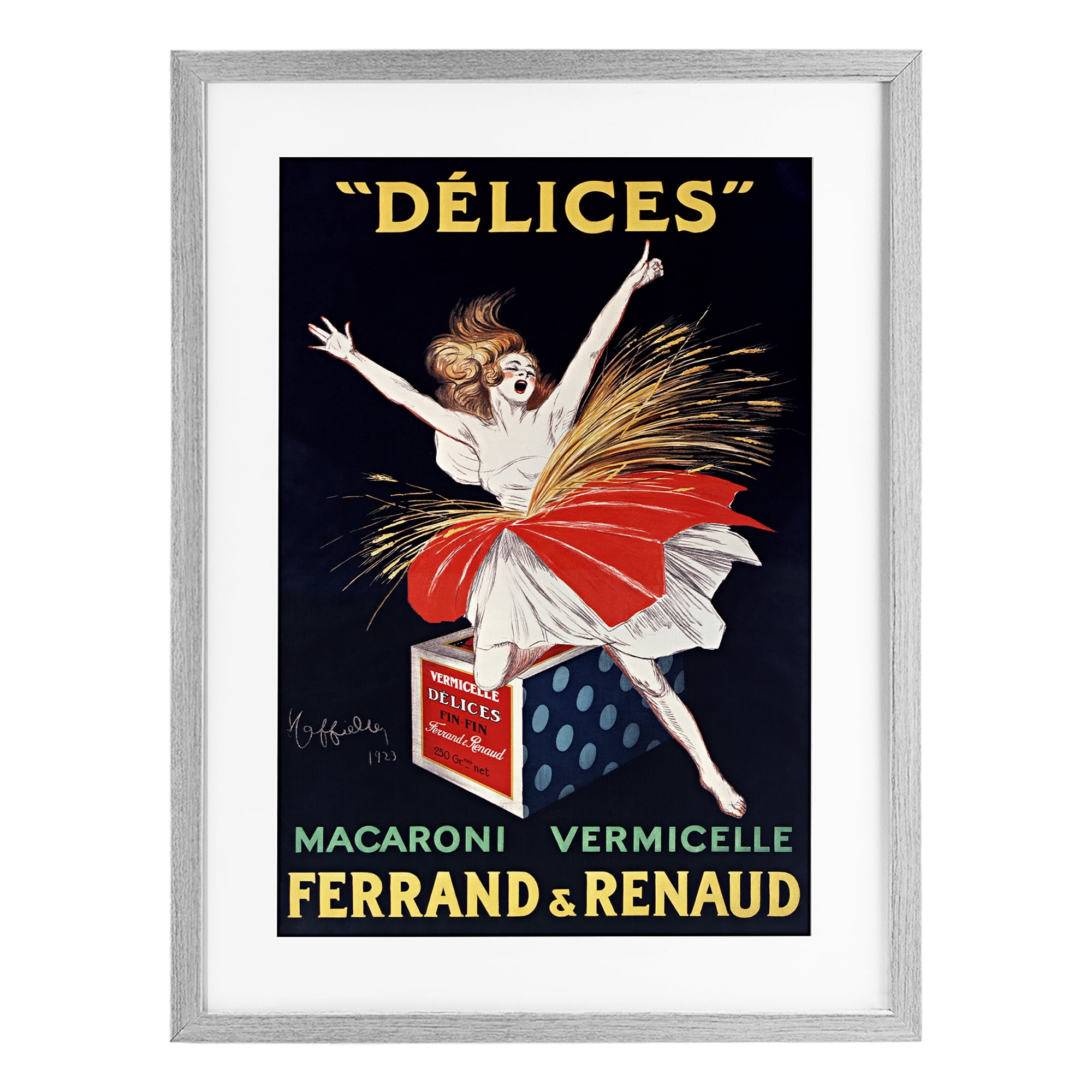 Stupell Industries Vintage Dancer Food Advertisement Gray Framed Print Under Glass, design by Leonetto Cappiello