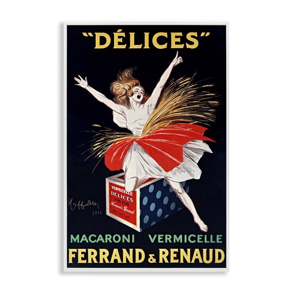 Stupell Industries Vintage Dancer Food Advertisement White Framed Giclee Art, design by Leonetto Cappiello