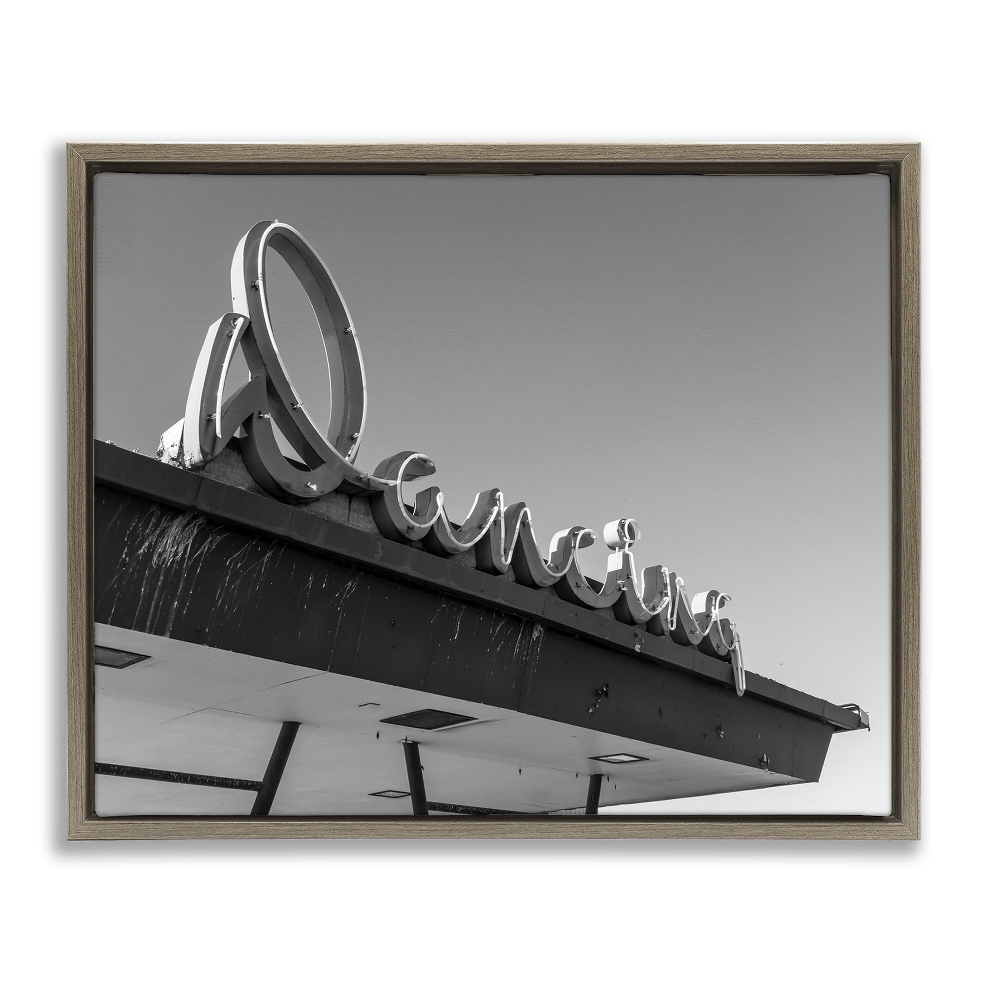 Stupell Industries Vintage Dancing Sign Entertainment Photography Brown Floater Framed Canvas Art Print Wall Art, 31 x 25