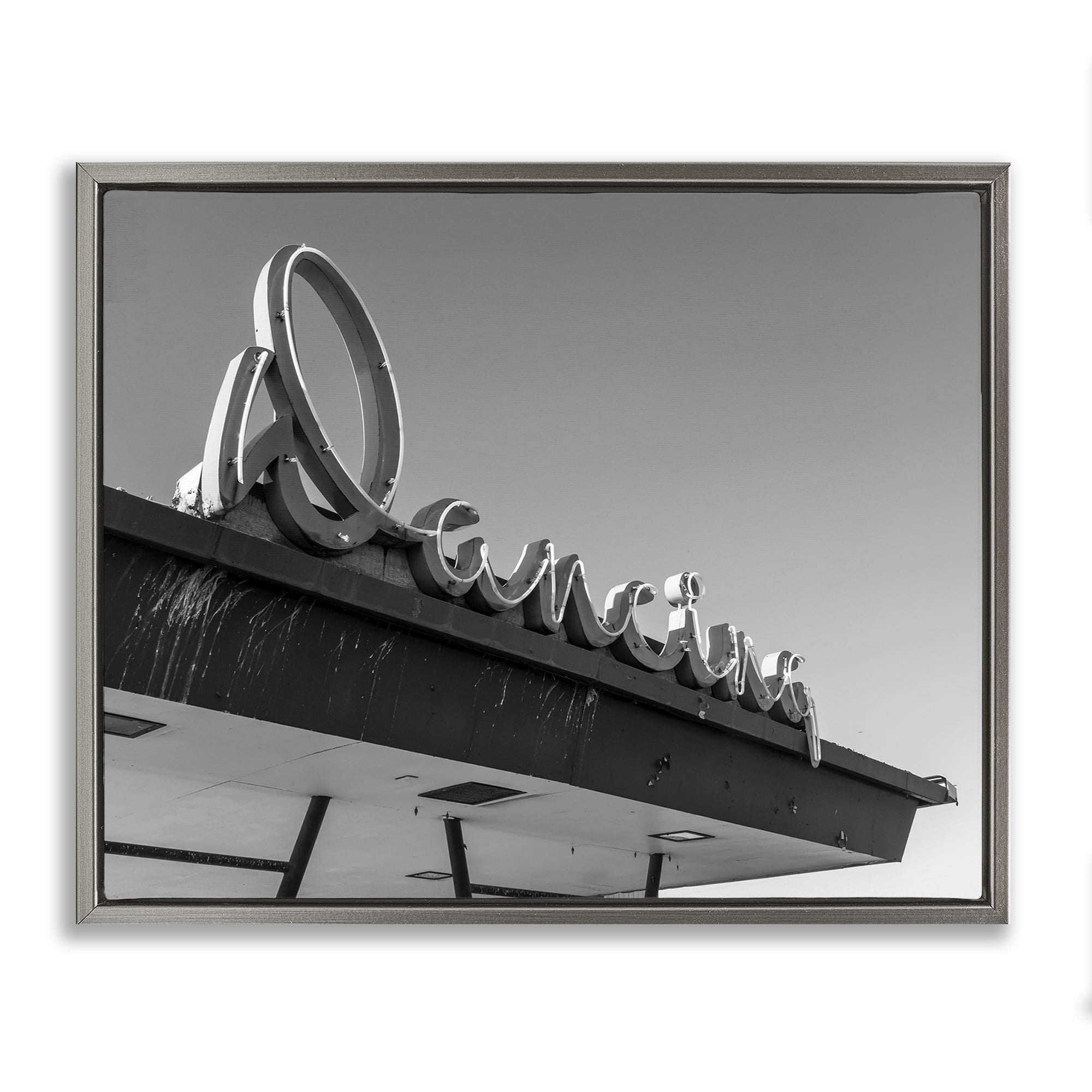 Stupell Industries Vintage Dancing Sign Entertainment Photography Gray Floater Framed Canvas Art Print Wall Art, 21 x 17