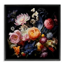 Stupell Industries Vintage Dark Bouquet Plants & Flowers Painting Black Framed Art Print Wall Art, 12 x 12