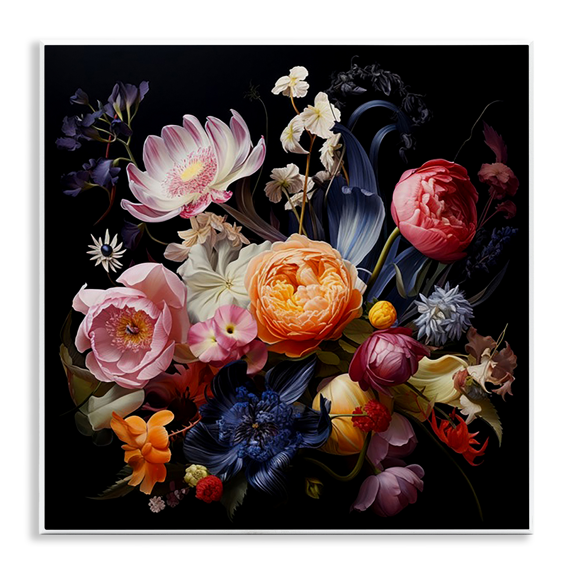 Stupell Industries Vintage Dark Bouquet Plants & Flowers Painting Unframed Art Print Wall Art, 12 x 12