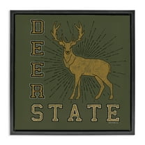 Stupell Industries Vintage Deer State Novelty & Humor Painting Black Floater Framed Canvas Art Print Wall Art, 18 x 18