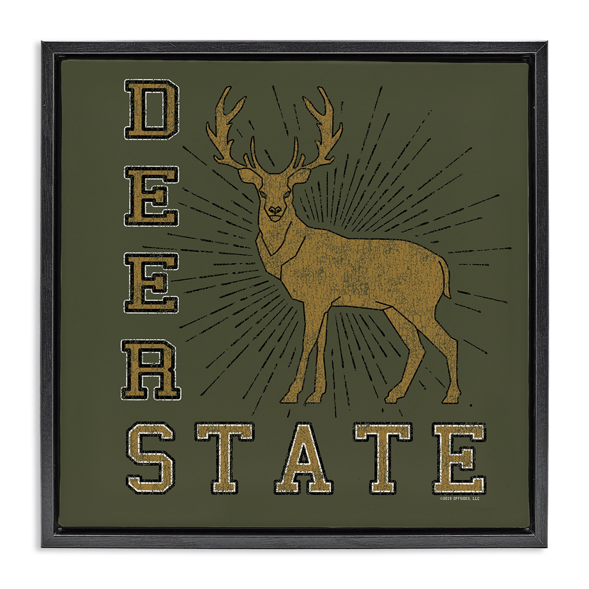 Stupell Industries Vintage Deer State Novelty & Humor Painting Black Floater Framed Canvas Art Print Wall Art, 25 x 25