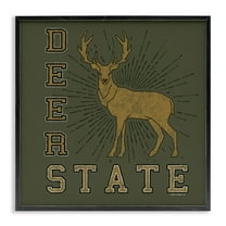 Stupell Industries Vintage Deer State Novelty & Humor Painting Black Framed Art Print Wall Art, 12 x 12