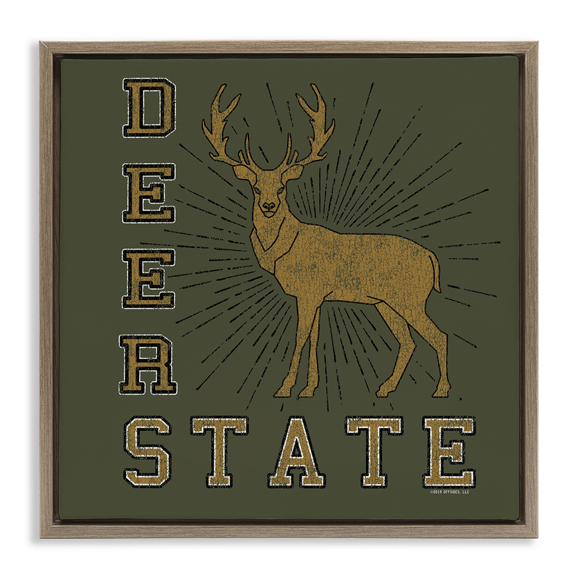 Stupell Industries Vintage Deer State Novelty & Humor Painting Brown Floater Framed Canvas Art Print Wall Art, 25 x 25