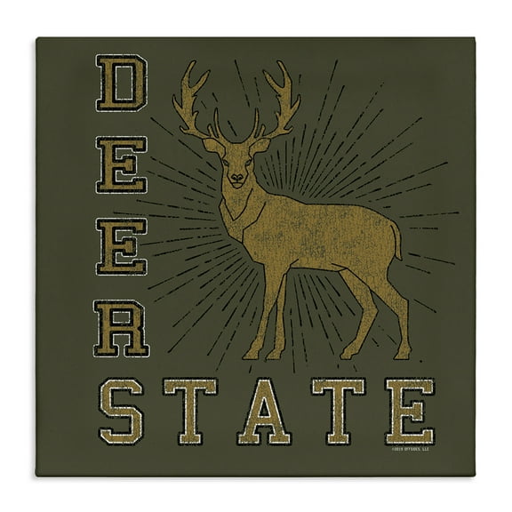 Stupell Industries Vintage Deer State Novelty & Humor Painting Wrapped Canvas Art Print Wall Art, 17 x 17