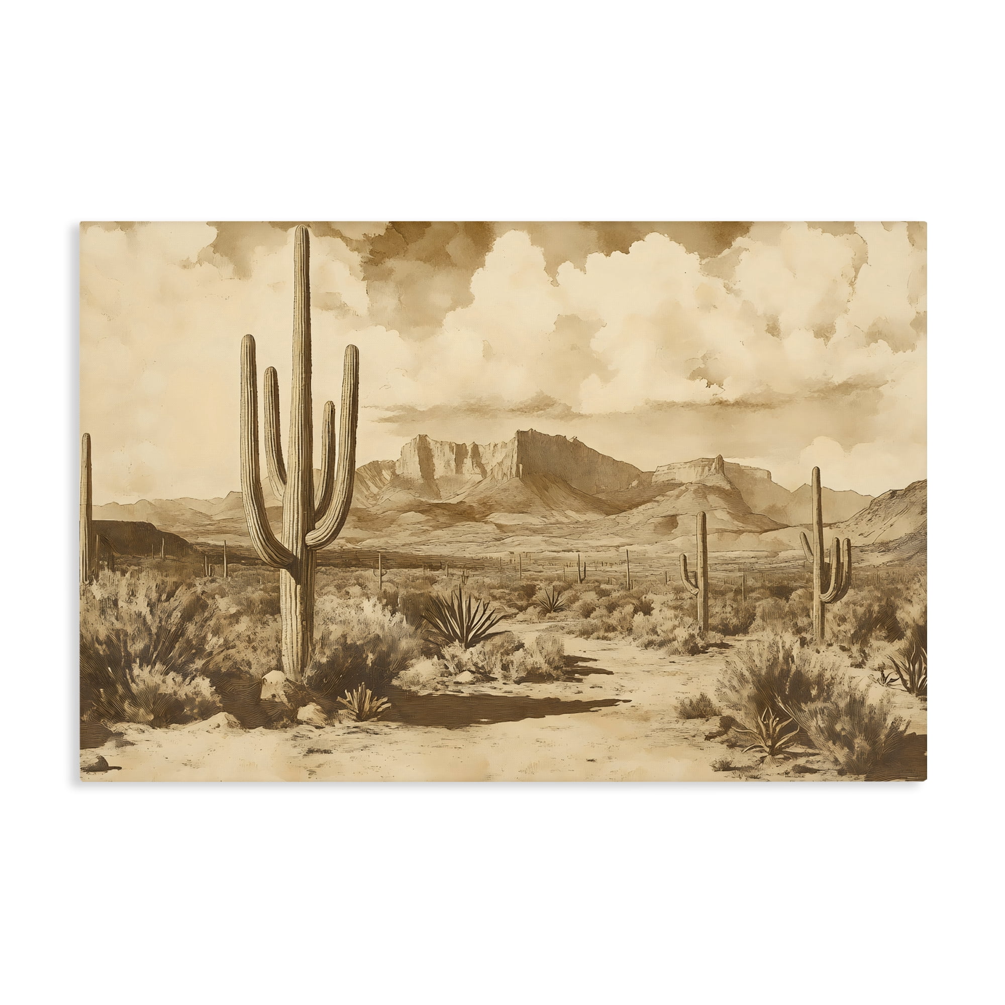 Stupell Industries Vintage Desert Peaks with Saguaro Canvas Wall Art, design by Franklyn Gregory