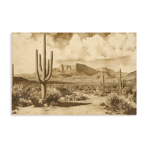 Stupell Industries Rustic Lodge Vintage Desert Peaks with Saguaro Canvas Art, 45 x 30, by Franklyn Gregory