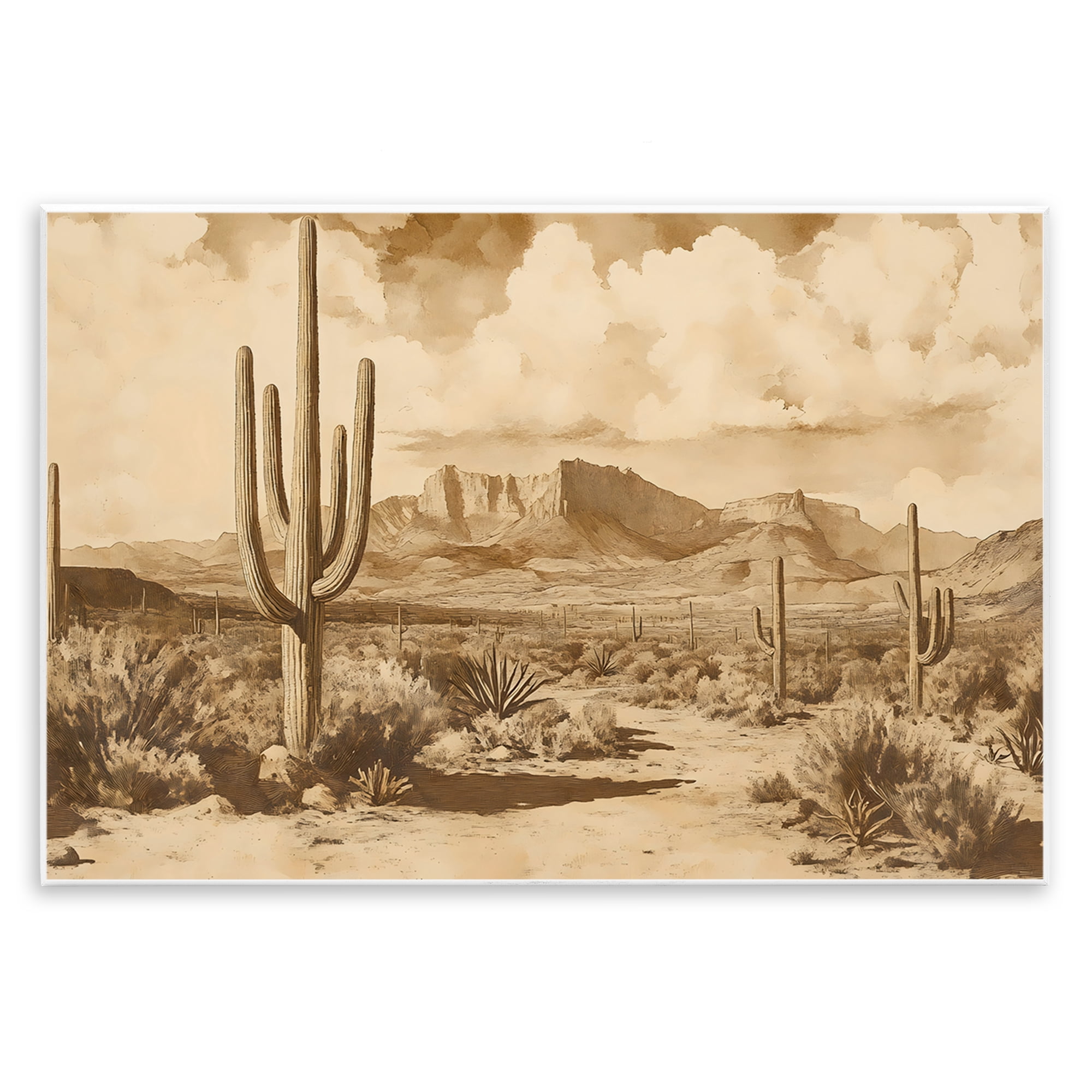 Stupell Industries Vintage Desert Peaks with Saguaro Wall Plaque Art, design by Franklyn Gregory
