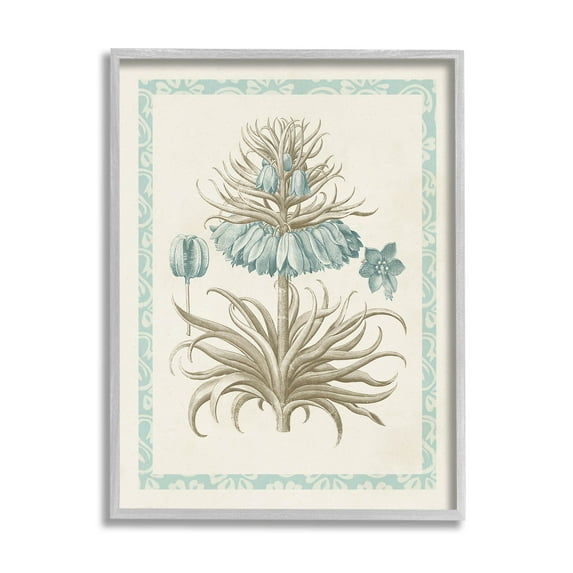Stupell Industries Vintage Detailed Flower Study Graphic Art Gray Framed Art Print Wall Art, Design by Vision Studio