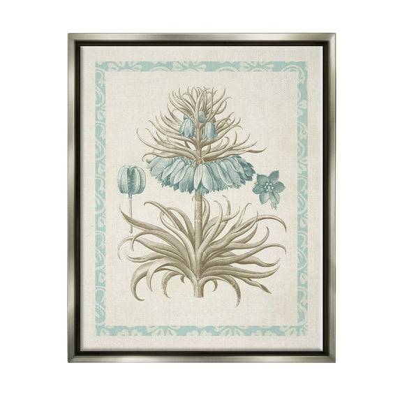 Stupell Industries Vintage Detailed Flower Study Graphic Art Luster Gray Floating Framed Canvas Print Wall Art, Design by Vision Studio