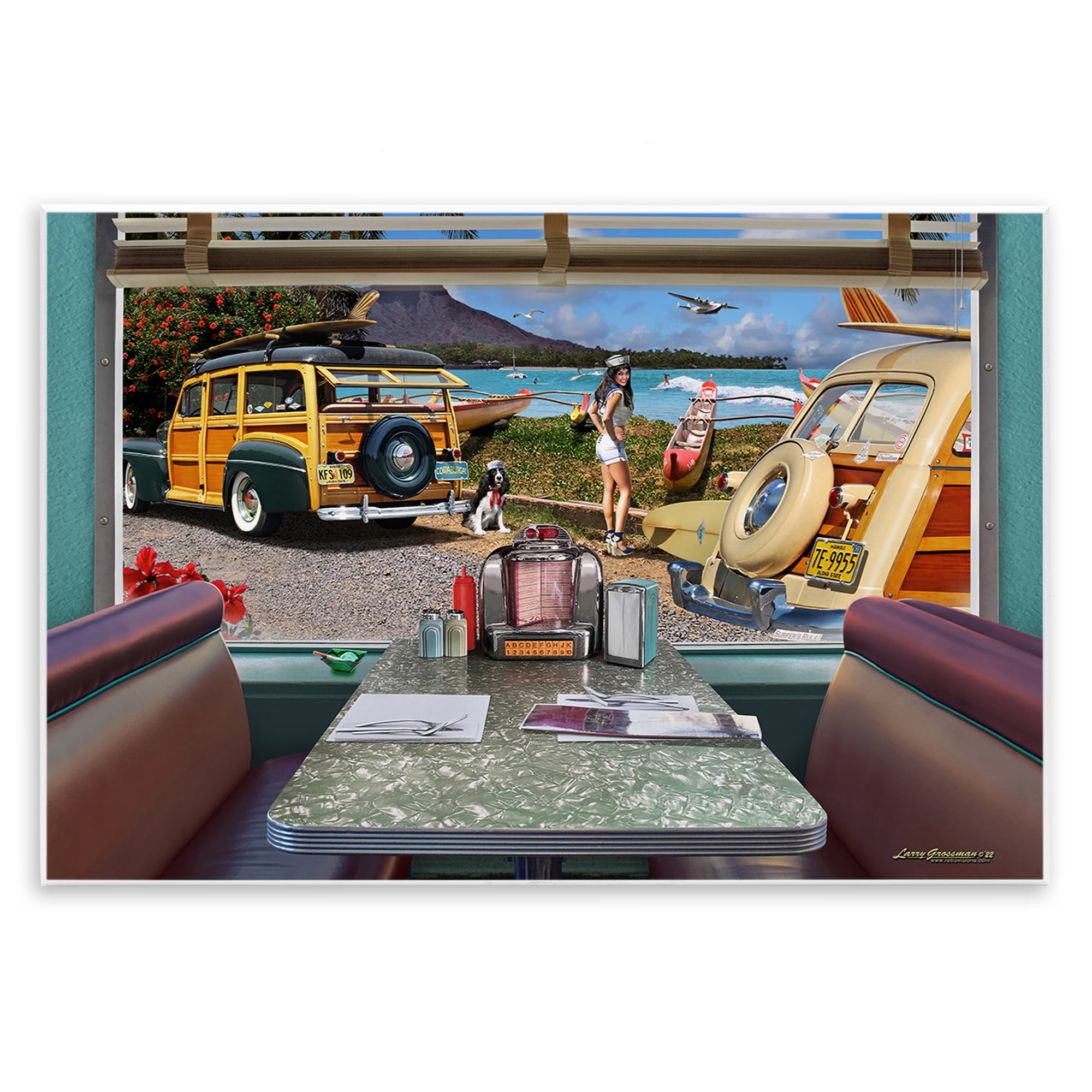 Stupell Industries Vintage Diner Beach View Transportation Painting Unframed Art Print Wall Art, 19 x 13