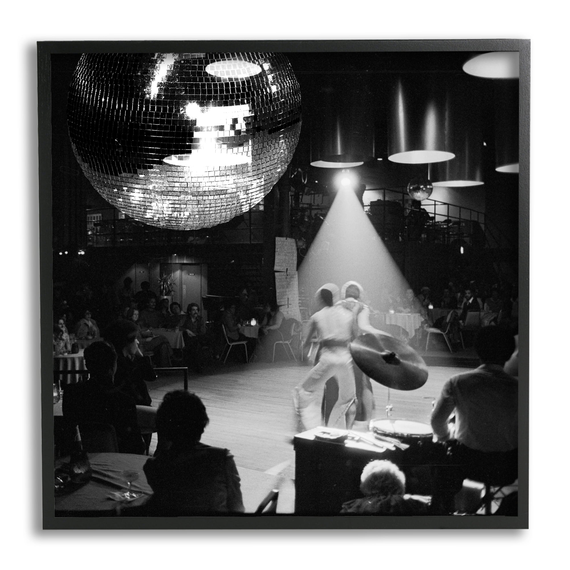 Stupell Industries Vintage Disco Ball People Dancing Instruments Stage , 24 x 24, Design by Mindy Sommers