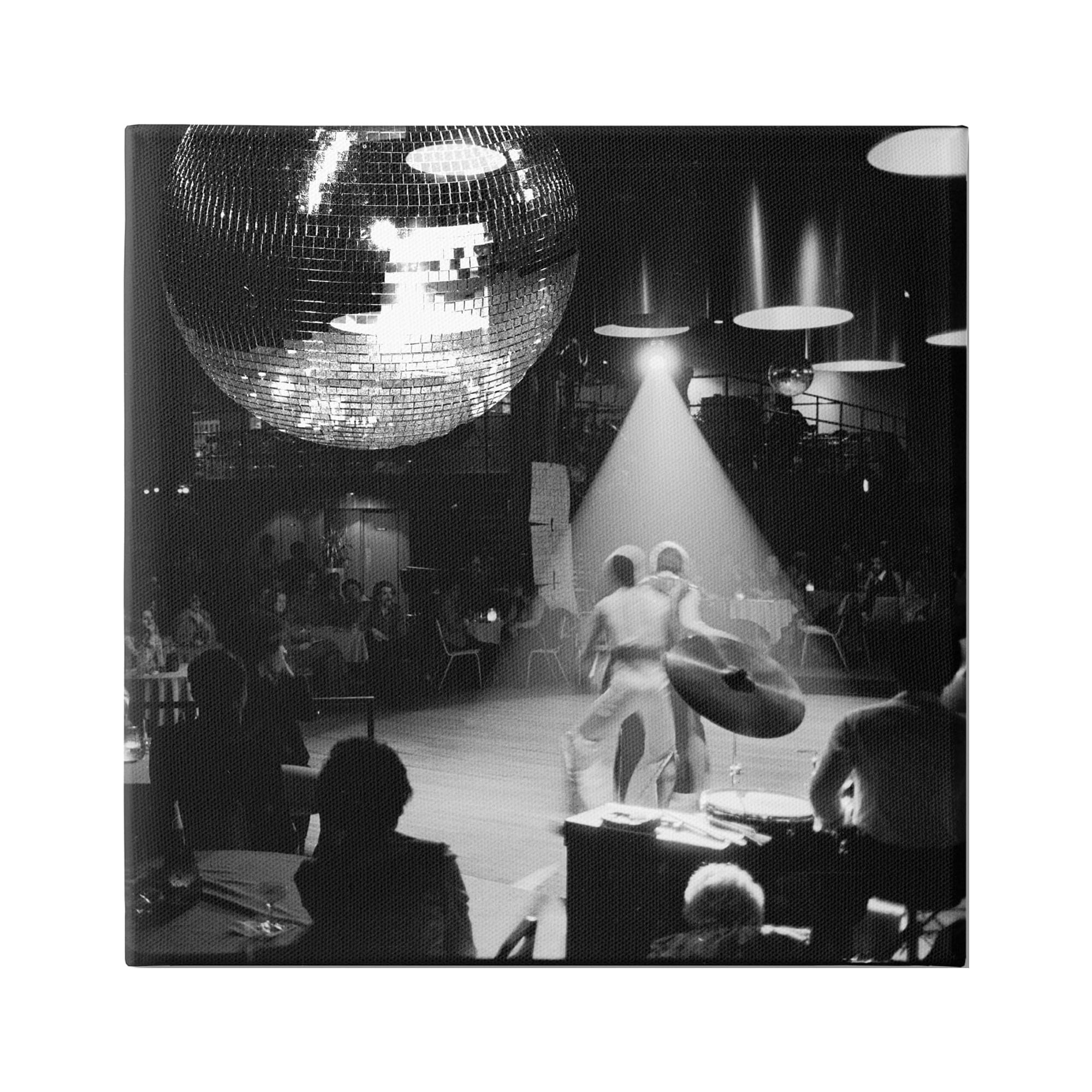 Stupell Industries Vintage Disco Ball People Dancing Instruments Stage Photography Gallery-Wrapped Canvas Print Wall Art, 30x30, by Mindy Sommers