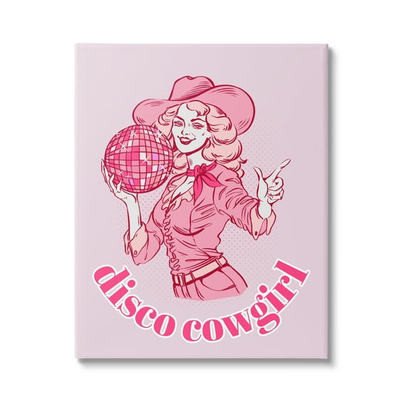 Stupell Industries Vintage Disco Cowgirl Abstract Painting Gallery Wrapped Canvas Art Print Wall Art, 16 x 20