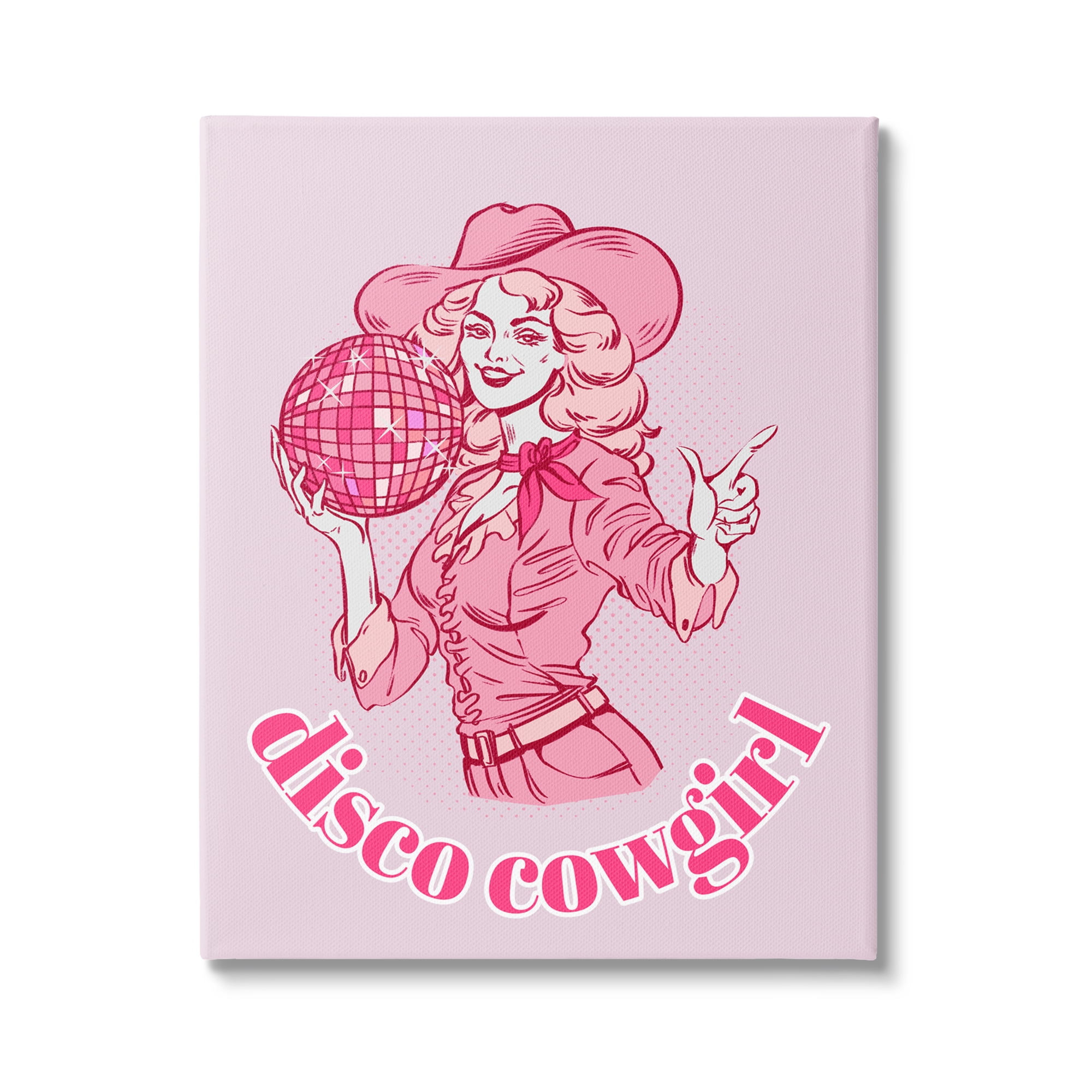 Stupell Industries Vintage Disco Cowgirl Abstract Painting Gallery Wrapped Canvas Art Print Wall Art, 36 x 48