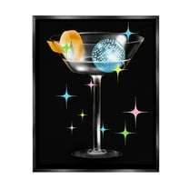 Stupell Industries Vintage Disco Drink Food & Beverage Painting Black Floater Framed Canvas Art Print Wall Art, 17 x 21