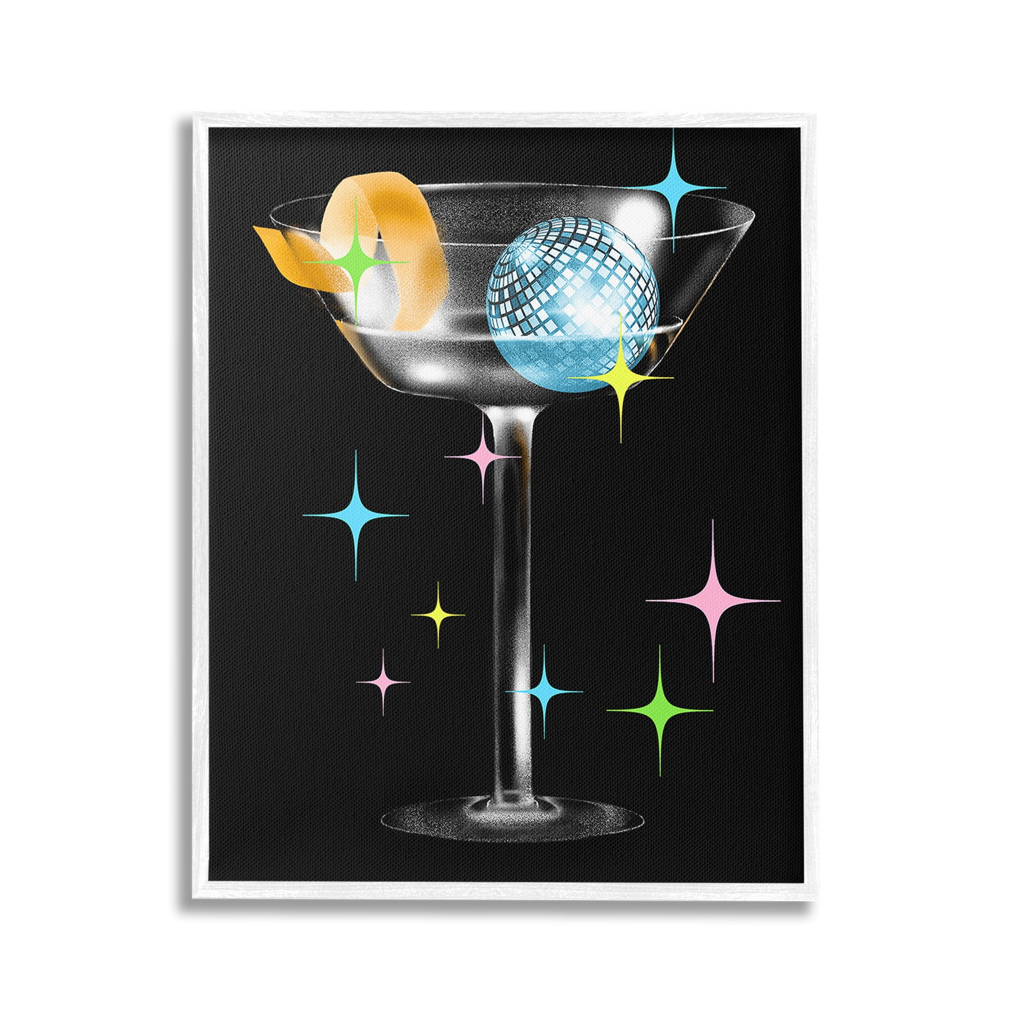 Stupell Industries Vintage Disco Drink Food & Beverage Painting White Framed Art Print Wall Art, 16 x 20