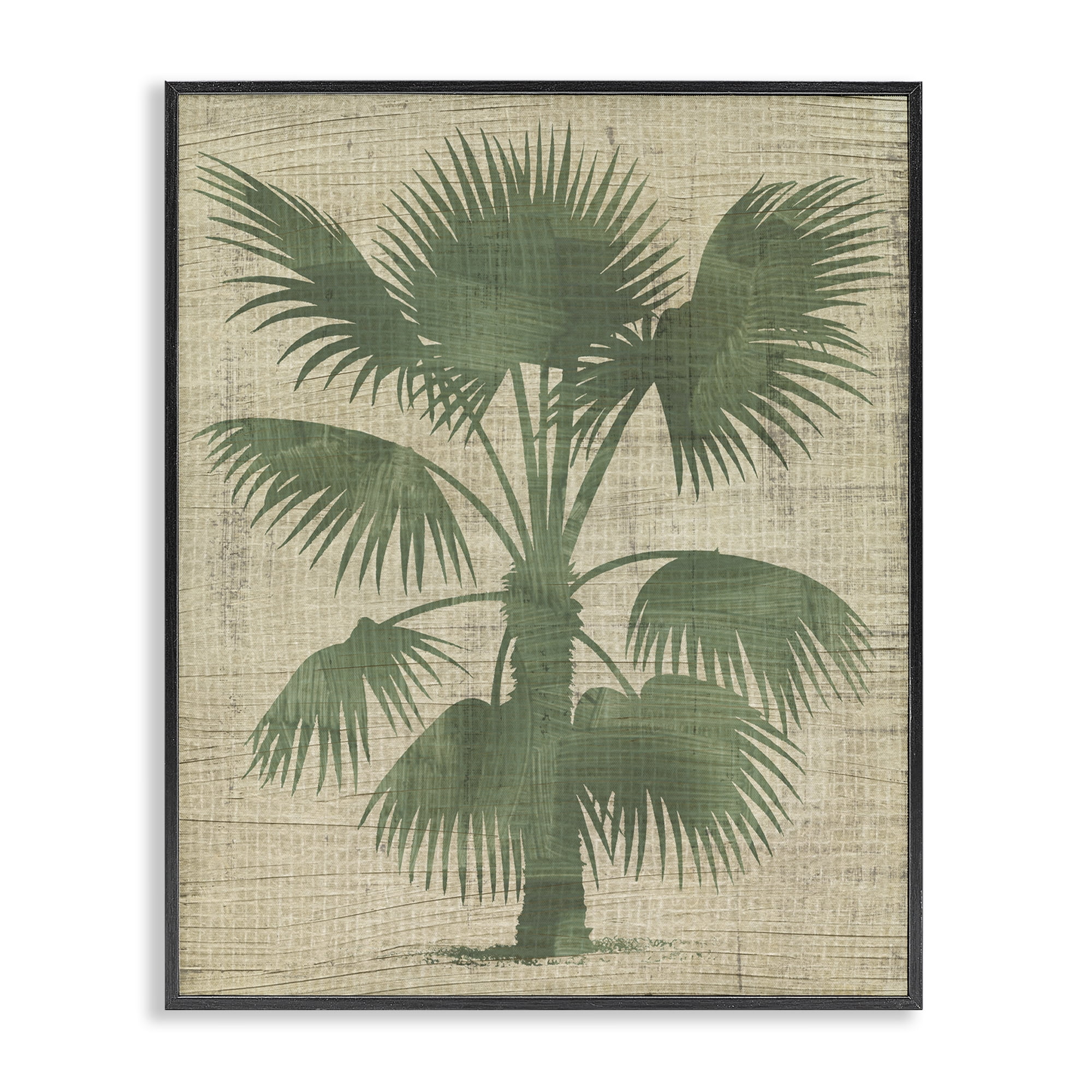 Stupell Industries Vintage Distressed Palm Plants & Flowers Painting Black Framed Art Print Wall Art, 16 x 20