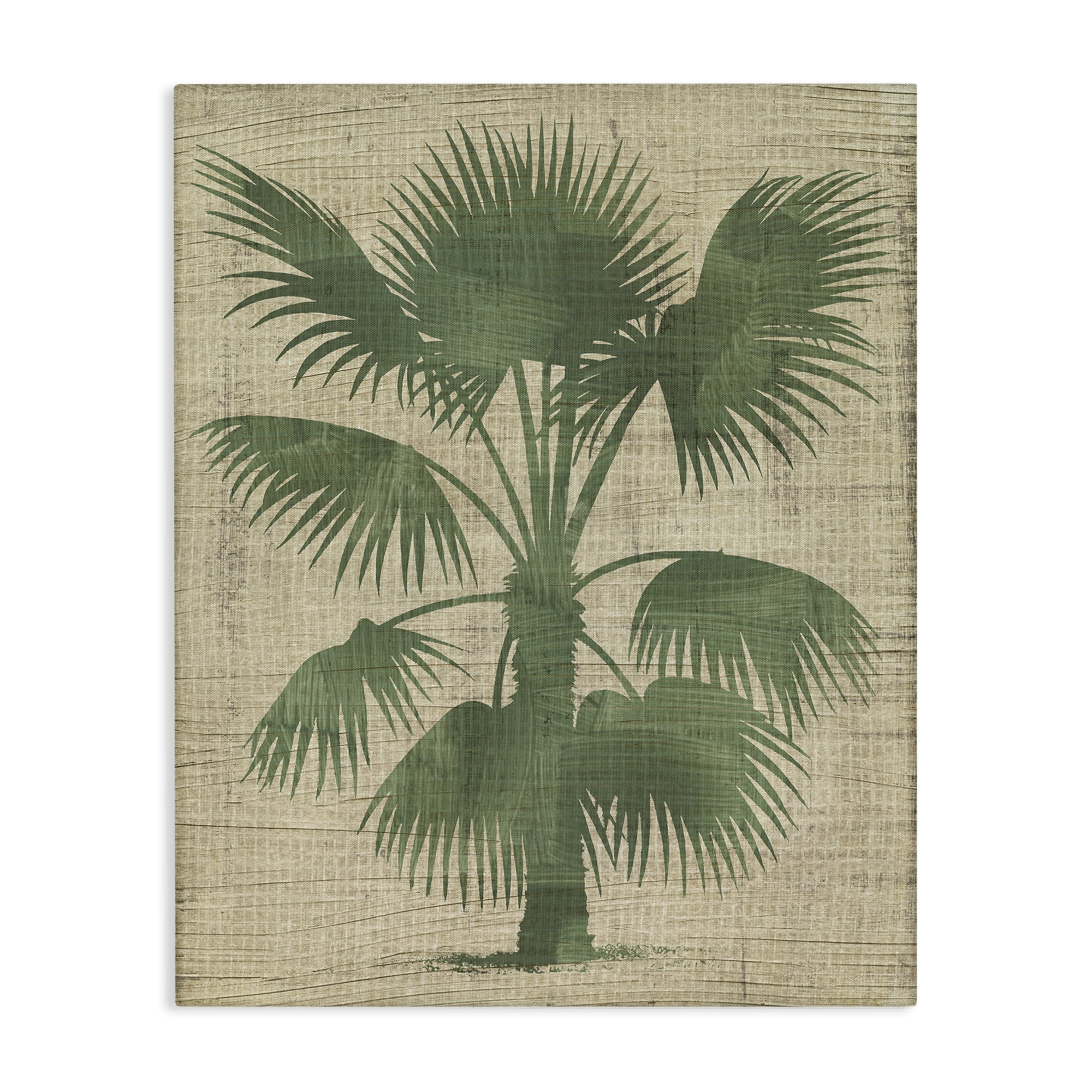 Stupell Industries Vintage Distressed Palm Plants & Flowers Painting Wrapped Canvas Art Print Wall Art, 16 x 20