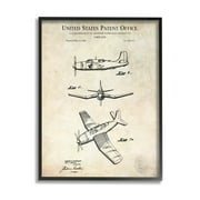 Stupell Industries Vintage Distressed Patent Airplane Graphic Art Black Framed Art Print Wall Art, Design by Karl Hronek