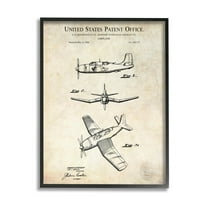 Stupell Industries Vintage Distressed Patent Airplane Graphic Art Black Framed Art Print Wall Art, Design by Karl Hronek